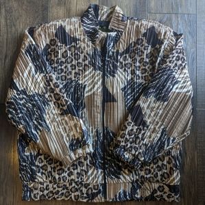 ADS American Designer Style Women's Animal Print Zip Up Jacket Vintage Size XL